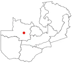 Location of Kasempa in Zambia
