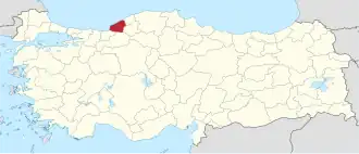Location of the province within Turkey