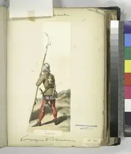 Modern illustration of coutilier (footsoldier) with a voulge