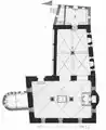 Plan of the synagogue (I-Men's synagogue. II-Women's Synagogue. III-Lobby. IV-Rashikopelle)