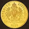 Австро-Венгрия 1892, 20 франков (= 8 гульденов/флоринов)