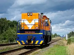 Маневровый локомотив ČME3M-4644 около станции Аглона, идёт в направлении Резекне