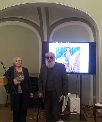 Искусствовед Т. М. Ломанова и А. С. Демирханов на Всероссийской научно-практической конференции «Культура и искусство Сибири» в Красноярском художественном музее имени В. И. Сурикова (11 декабря 2014)