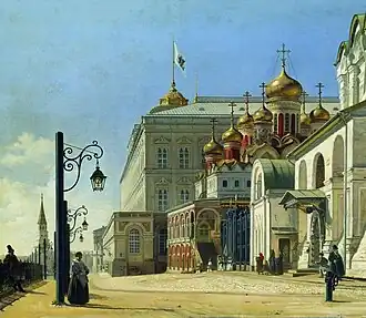 Вид в Кремле (Архангельский и Благовещенский соборы) (1850). ГРМ