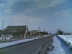 Борисовичи. Ул. Садовая и поворот (слева) на д. Родина.