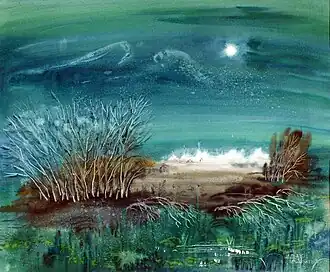 Ильдус Валитов. Полнолуние. 1998. Бумага, акваpель. 51х61. Собрание БГХМ им. М.В. Нестерова (Уфа)