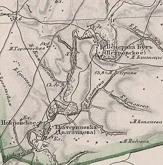 Покровское на карте середины XIX века