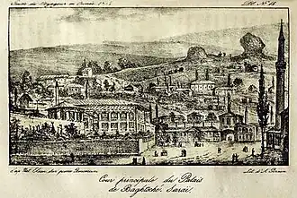 Вид на дворец хана в Бахчисарае. (Вид из внутреннего двора на север)