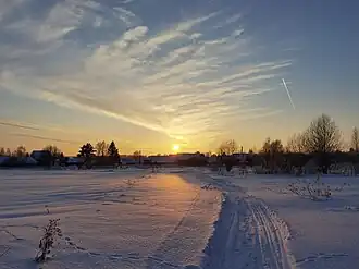 Вид на деревню Огибное с северных полей