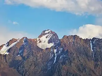 Вид на пик Нурсултан с горы Кумбельтау