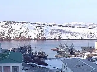 Боевые корабли у причала в Полярном