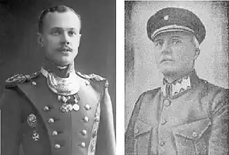 Яков Слащёв (слева) и Мирон Тарнавский (справа) — представители сторон, подписавших 6 ноября 1919 года договор в Зятковцах