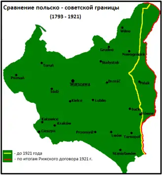 Сравнение польско-российской границы 1793 и 1921 годов