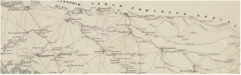 Екатериновская станица на карте 1857 года