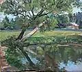 Е. Д. Россинская. Дерево у пруда. Холст, масло. 32х27 см. 1950-е.