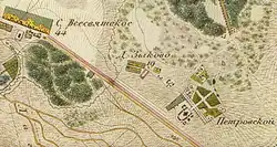 Всехсвятское, Зыково и Петровский дворецна карте начала XIX века