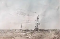 Иван Айвазовский «Морской пейзаж» (1858), бумага, акварель