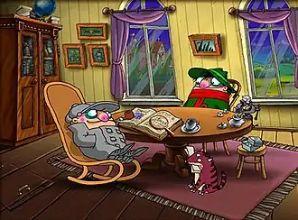 Шеф (слева) и Коллега (справа) во вступительном ролике игры «Братья Пилоты. Обратная сторона Земли»