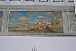 Настенное живописное панно в главном зале Казанского аэровокзала (июль 2021)