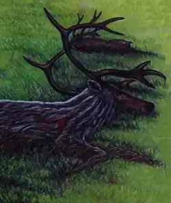 Фрагмент картины, изображающей трупы последних найденных особей карибу Доусона