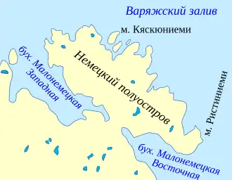 Карта полуострова Немецкий в южной части Варяжского залива