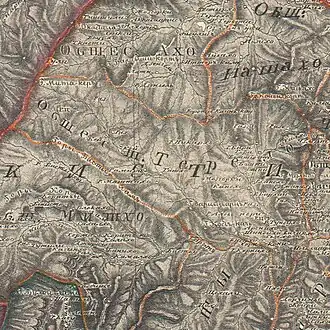 ТIиера на карте 1838 года