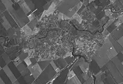 Снимок станицы Крыловской на реке Ея со спутника в 1962 году