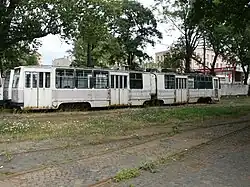 Трамвай ЛВС-86А ожидает реставрации в музее электротранспорта СПб