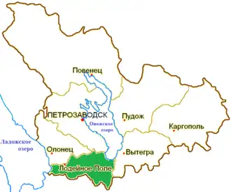 Лодейнопольский уезд на карте