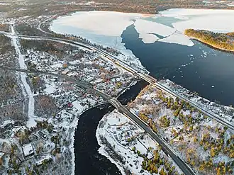 Вид на Лосевские пороги зимой, 2022 год