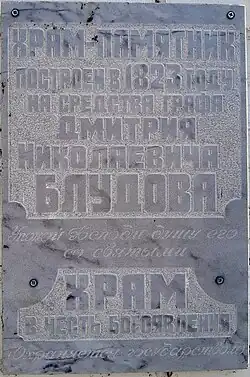 Мемориальная доска Д. Н. Блудову.