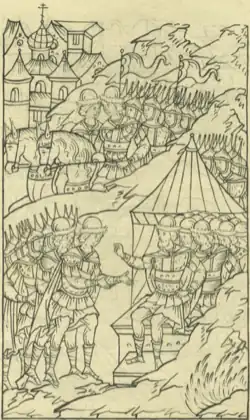 Воеводы великого князя отпускают Михаила Андреевича Трубецкого обратно в Рязань