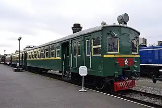 Электропоезд См3, переоборудованный из Св, в Музее железнодорожной техники в Санкт-Петербурге
