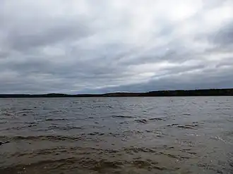 Вид с берега посёлка Пряжа