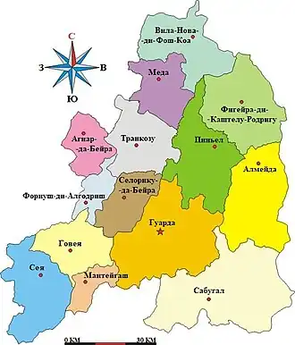 Округ Гуарда на карте