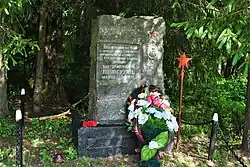 Памятник В. И. Полосухину в начале леса на месте бывшего Васильковского узла сопротивления немцев.