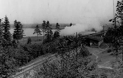 Паровоз в Кавголово. Одноколейная дорога. Середина XX века