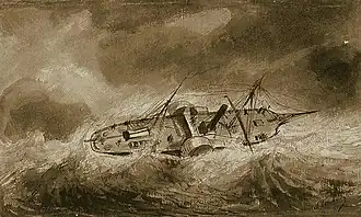 «Пароход „Тарки“ при входе в Астробад», картина А. П. Боголюбова