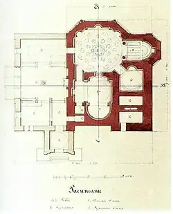 Монигетти И. Первоначальный план-проект Турецкой бани, 1848