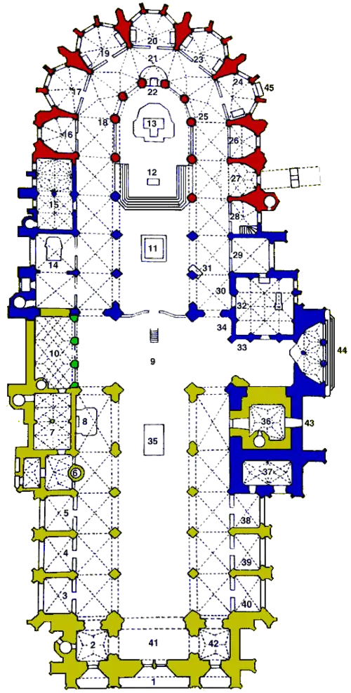 План собора Святого Вита раскрашенный по годам строительства