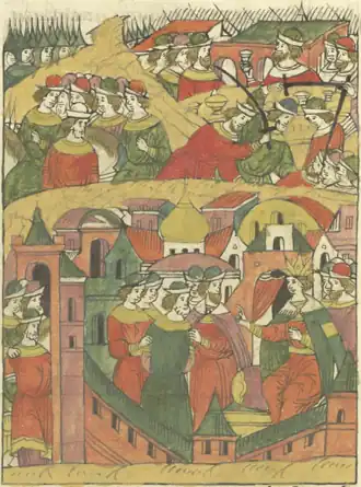 Пленного Мамич Бердея представляют царю Ивану Грозному