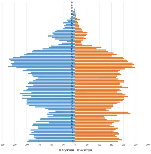 Погодовая поло-возрастная пирамида Верхнебуреинского района 1.01.2015
