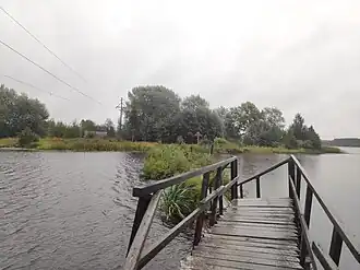 Мост через Шалицу и крест в память о Преображенской церкви