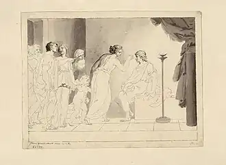 П. А. Новелли. Каллироя, дочь Бутада. Ок. 1800 г. Бумага, тушь, перо, кисть. Государственный Эрмитаж, Санкт-Петербург