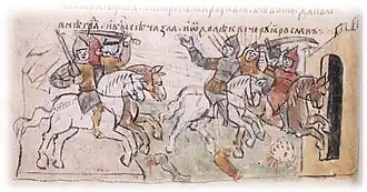 Разгром печенегов под Киевом 1036 год. Миниатюра Радзивилловской летописи