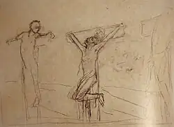 Натурщик в позе распятого Христа, 1892. ГТГ, инв. Р-13790