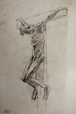 Оборот этюда «Натурщик в позе распятого Христа», 1892. ГТГ, инв. Р-13790 (оборот)