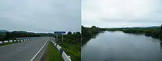 Мост через Уссури на трассе «Осиновка — Рудная Пристань»;Вид на Уссури с моста вниз по течению