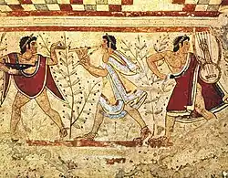 Фрагмент фрески «Музыканты» из гробницы Триклиния. Тарквиния, ок. 470 г. до н. э.