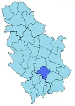 Топличский округ на карте